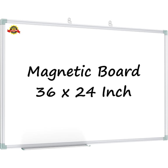 White Board Dry Erase Board 36 x 24 Inch,  Whiteboard 3 x 2,  Aluminium Frame for School Office and