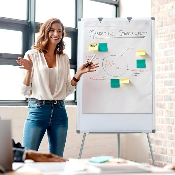 White Board with Stand, Portable Whiteboard Easel 3'x2' for Office Classroom Home School, Adjustable Height, Aluminum Frame, 36x24in