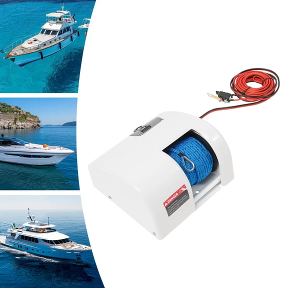 White Boat Anchor Winch IP65 Waterproof Electric Windlass Anchor Winch 12V 27A