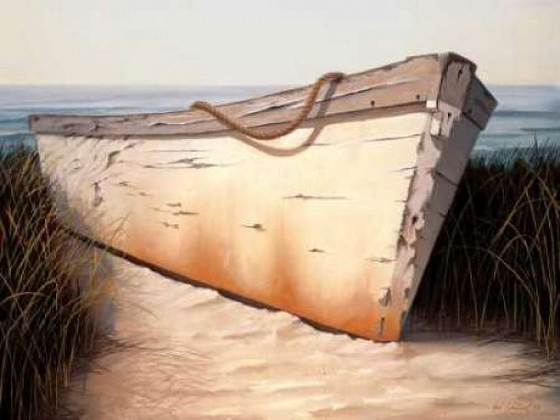 White Boat Canvas Art - Karl Soderlund (22 x 28)