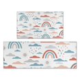 thumbnail image 1 of White Boho Bohemia Rainbow Clouds Sun Pattern Kitchen Rugs Sets Of 2,Anti Fatigue Kitchen Mat Rugs Non Slip Washable,Decorative Kitchen Floor Mats for Kitchen,Sink,Laundry,17"x30"+17"x47", 1 of 7