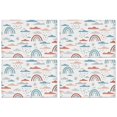 thumbnail image 1 of White Boho Bohemia Rainbow Clouds Sun Pattern Summer Placemats Table Placemats Set Of 4-Linen Kitchen Washable Placemats Table Mats 11.8"x17.7" Non-Slip Heat Resistant, 1 of 6