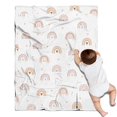 thumbnail image 1 of White Boho Bohemia Rainbow Hearts Pattern Blanket,Comfortable Soft Flannel Throw Blanket,All Season,Warm Lightweight Blankets for Sofa Bed Couch Living Room Chair,30"x40", 1 of 4