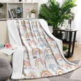 thumbnail image 1 of White Boho Bohemia Rainbows Clouds Stars Pattern Blanket,Comfortable Soft Lamb Wool Throw Blanket,All Season,Warm Lightweight Blankets for Sofa Bed Couch Living Room Chair,40"x50", 1 of 4