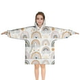 thumbnail image 1 of White Boho Bohemia Rainbows Suns Clouds Pattern Blanket Hoodies for Kids 6-13YR Oversize Wearable Blanket Hoodies for Boys Girls Teens, 1 of 7