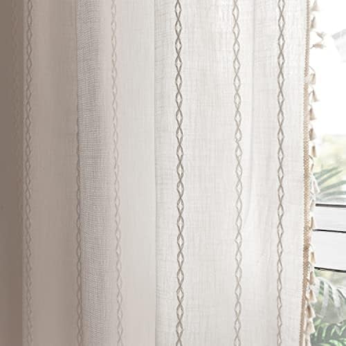 White Boho Curtains 63 inches Length for Nursery Bedroom Christmas ...