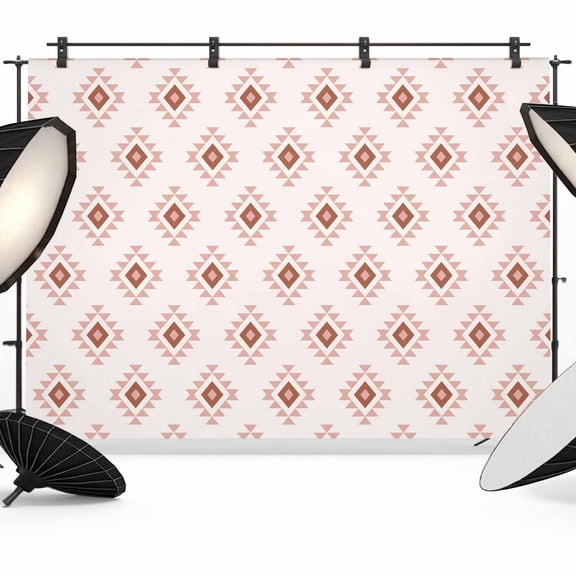 White Boho Geometric Backdrop for Photoshoot,Photography Photo Studio Background Wall Backdrop,Modern Simple Aztec Ethnic Pattern Back Drop Banner Panel for Portraits Wedding Live Streaming 7x5Ft
