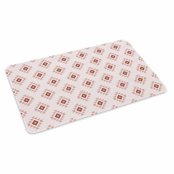White Boho Geometric Doormat Outdoor Entrance 18"x30", Modern Simple Aztec Ethnic Pattern Absorb Moisture Dirt Door Mats, Non-Slip Rubber Backing Floor Mats Indoor, Low-Profile Front Door Rugs