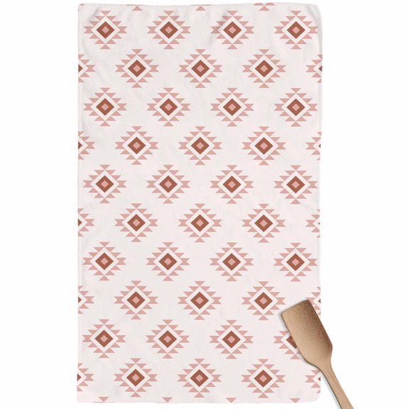 White Boho Geometric Kitchen Towel Dish Cloths Set of 1, Microfiber Soft Kitchen Hand Towels, Modern Simple Aztec Ethnic Pattern Absorbent Quick Drying Dishcloths 18 x 28 Inches