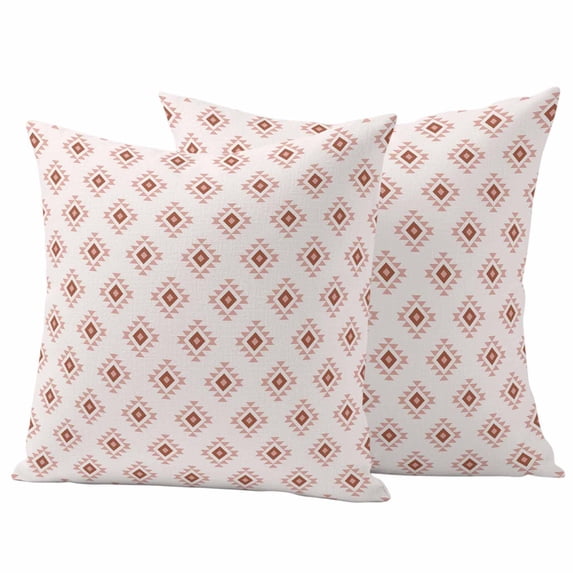 White Boho Geometric Outdoor Waterproof Pillow Covers, Modern Simple Aztec Ethnic Pattern Decorative Square Throw Pillowcase Sofa Cushion Sham for Patio/Couch/Chair, 26"x26" 2 Pack