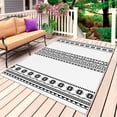 thumbnail image 1 of White Boho Outdoor Rug 4x6 Ft, Non Slip Washable Area Rug, Farmhouse Simple Abstract Striped Geometric Patio Rugs Carpet Runner, Large Floor Mat for Indoor/Outdoor Deck Porch Camping, 1 of 8