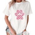 thumbnail image 1 of White Boho Pink Dog Paw Print Tshirt Graphic Tees Shirts Pet Lover Classic Daily S-5XL Tops, 1 of 5