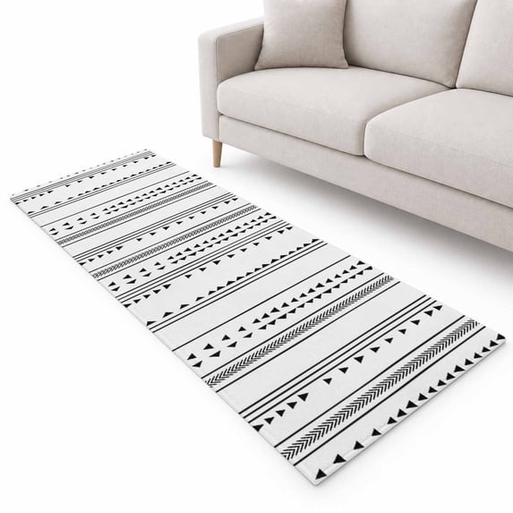 White Boho Runner Rug 2'x6', Geometric Soft Mat Non-Slip Silicone ...