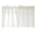thumbnail image 1 of White Boho Tassel Valance for Cafe Kitchen Decor, Bohemian Farmhouse polyester Linen Short Curtains Country Window Treatments Tier Panel, 150*40cm, 1 of 5