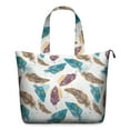 thumbnail image 1 of White Boho Tribal Feathers Pattern Travel Tote Bags for Women Carry On,Large Weekender Bags for Women Travel,Multi Functional Duffle Bag for Work,Shopping,Sports, 1 of 5