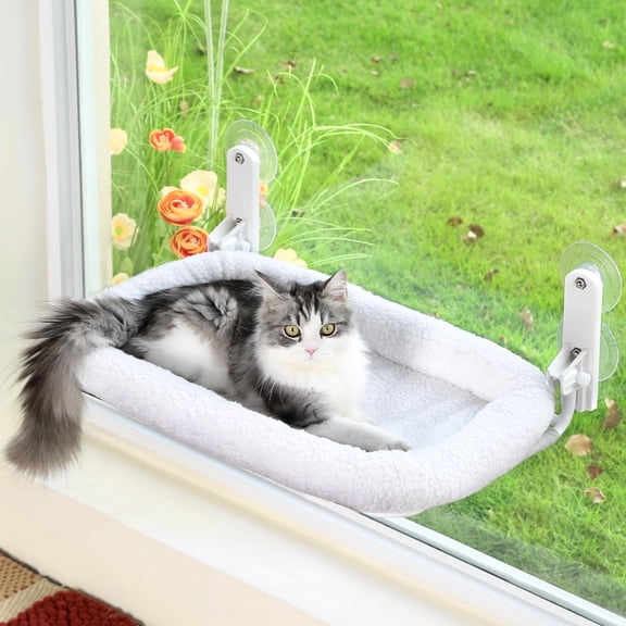 White Bolster Bed Large Foldable Cat Hammock Window Perch