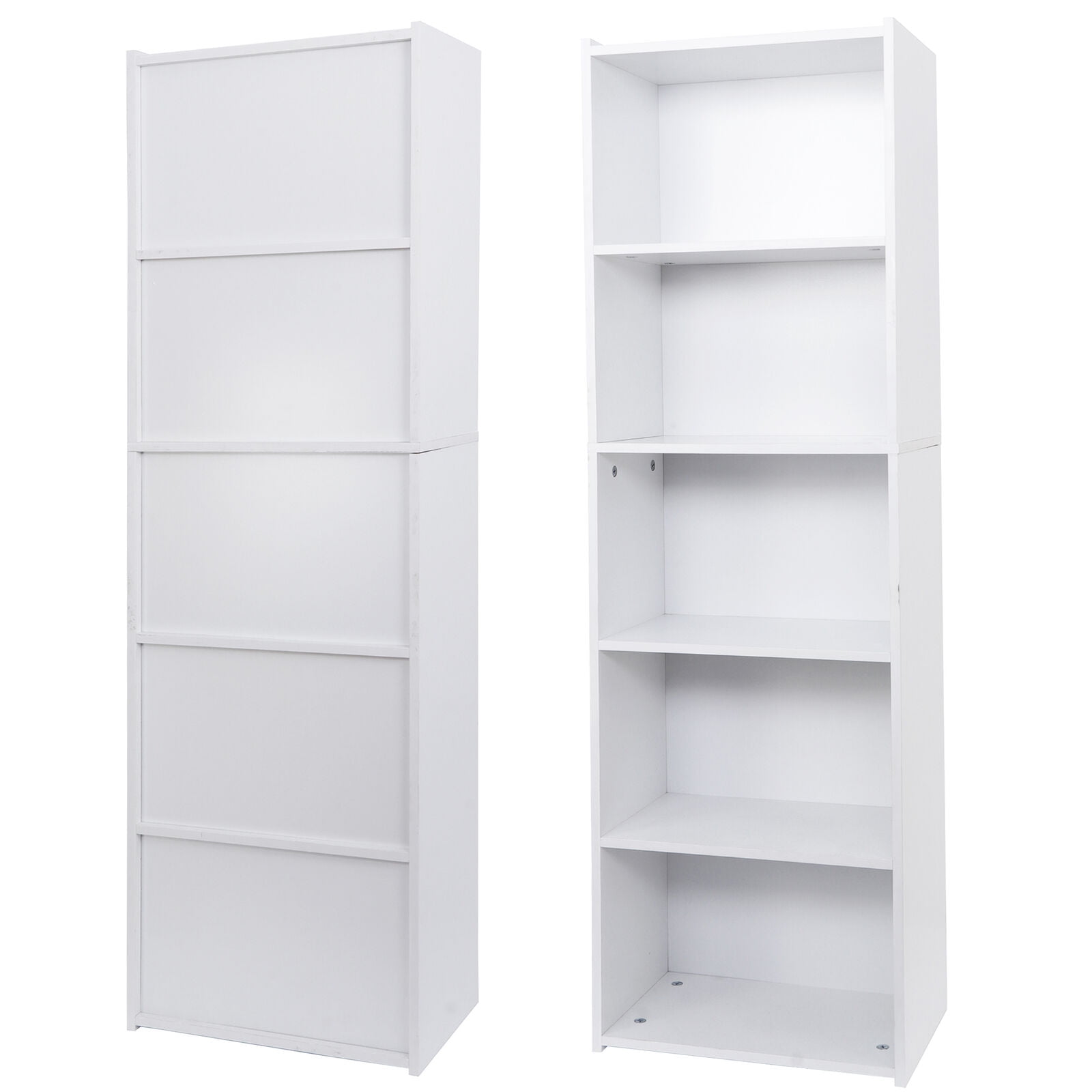 5-Tier Reversible White Open Shelf Bookcase Bookcase Bookshelf Storage Home
