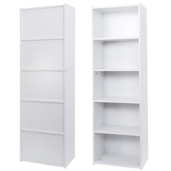 5 Tier Bookcase with Reversible Color Open Shelves Bookshelf Storage