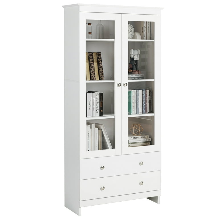 Bookcase with online glass doors walmart