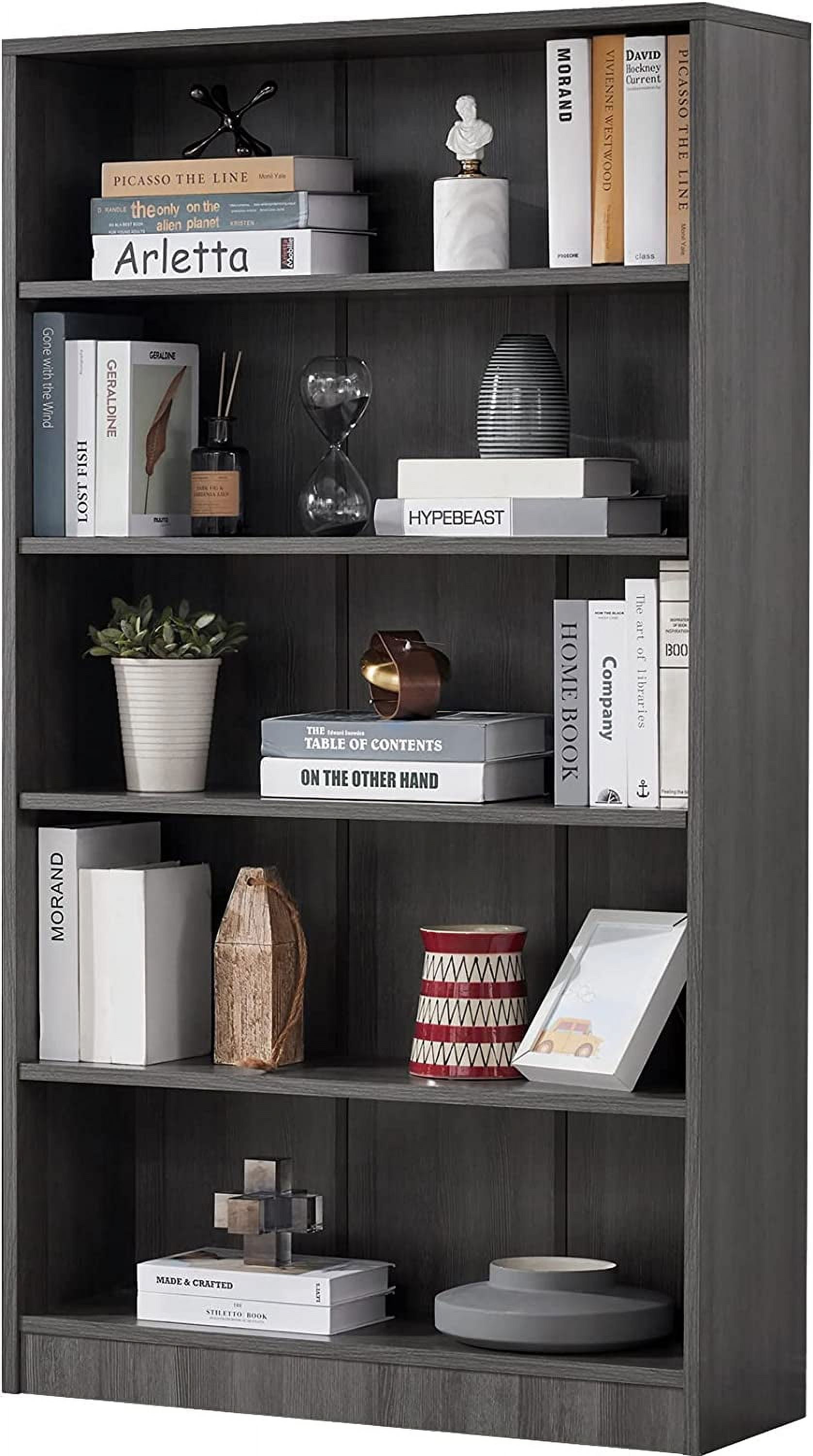 White Bookshelf for Bedroom 5 Shelf Office Bookcase 60 Inches Tall