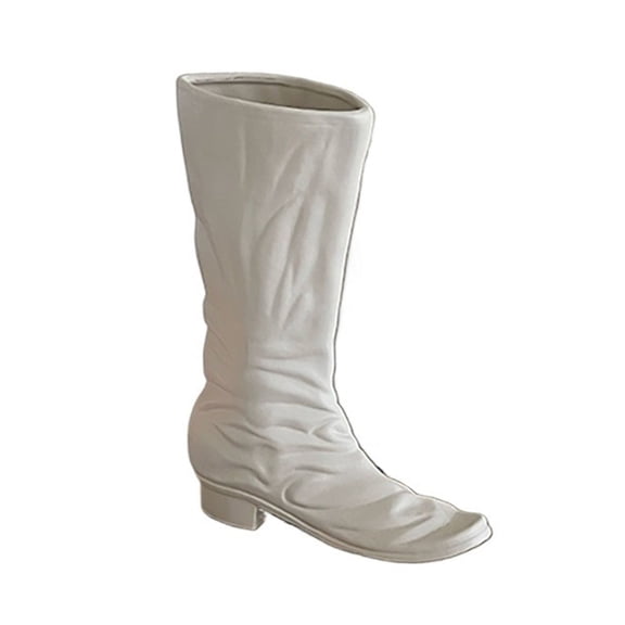 White Boot Shaped Vase Ornament Flower Arranger for Fresh and Dried Flowers