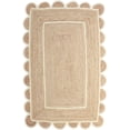 thumbnail image 1 of White Border Natural Scallop Pattern Jute Bohemian Area Rug, 1 of 4