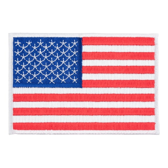 White Bordered American Flag Patriotic Biker Embroidered Iron On Sew On Patch