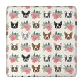 thumbnail image 1 of White Boston Terrier and Flower Square Fitted Tablecloth with Elastic Edge,Square Table Cover,Washable Elastic Table Cover for Home Kitchen Party Decor 34"x34", 1 of 6