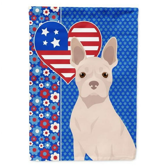 White Boston Terrier USA American Flag Garden Size