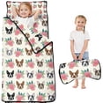 thumbnail image 1 of White Boston Terrier and Flower Toddler Nap Mats for Kids Preschool,Sleeping Mat Bag or Kids,Toddler Sleeping Bag,Toddler Nap Mat or Daycare, 1 of 6