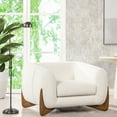 thumbnail image 1 of White Boucle 44" Armchair, Natural Oak Legs For A Classic Look Arm Chair, Boucle, Sinuous Spring Seat Long-term Durability, 1 of 5
