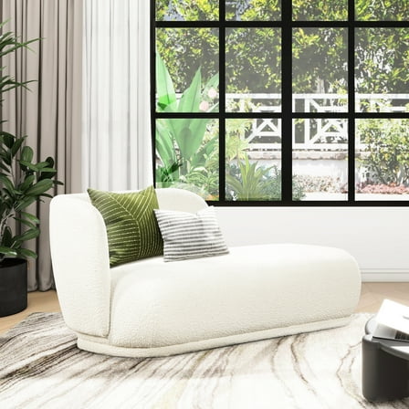 White Boucle 75" Lounge Furniture - Soft And Chair Stylish