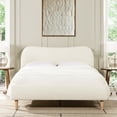 thumbnail image 1 of White Boucle Upholstered Curved Headboard Queen Platform Bed With Faux And Dazzling, 1 of 5
