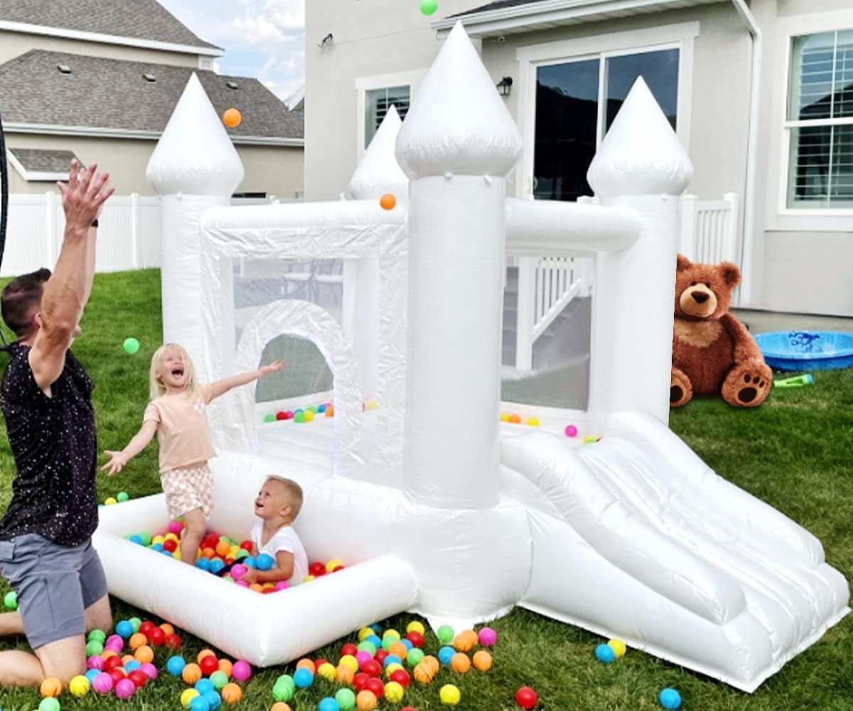 White Bouncy Castle Mini White Bounce House, 1-5Y Kids Bounce