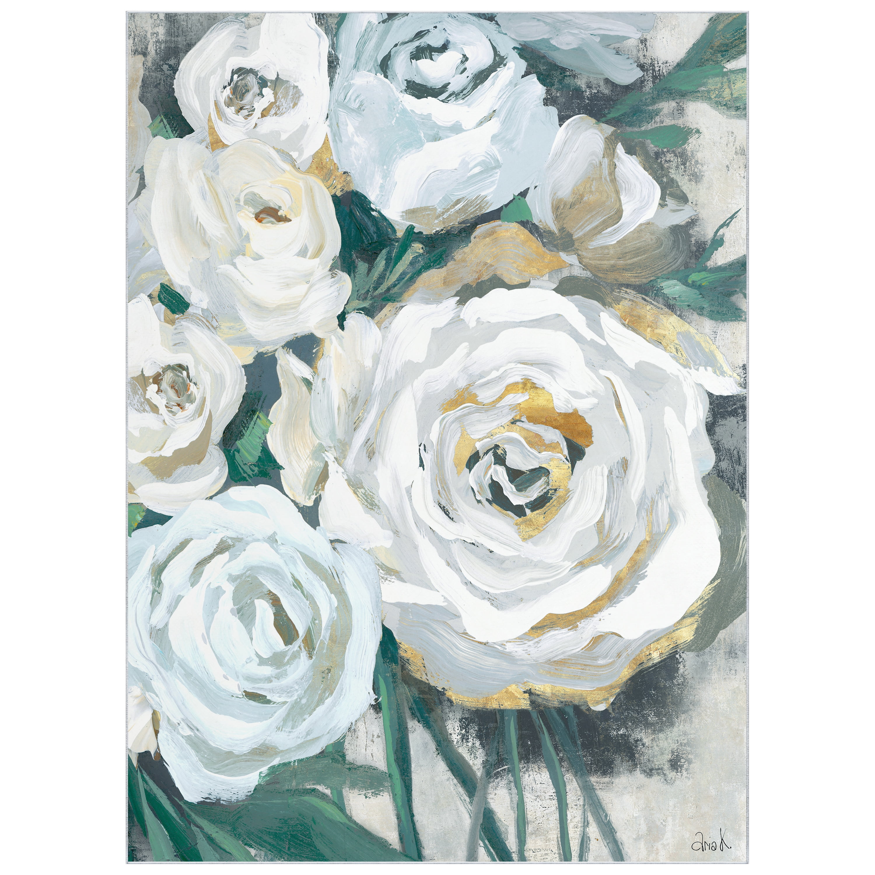 White Bouquet of Florals II Washable Art Area Rug size 8'x10', Power-loomed, Heavenly Softness with Non-Slipping Backing