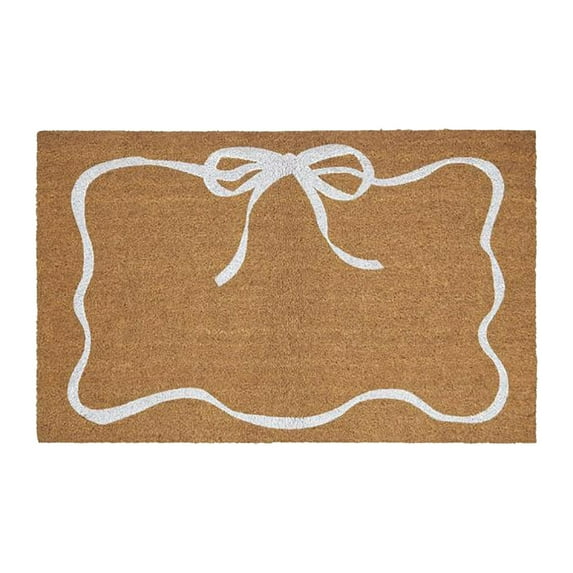 White Bow Doormat, White Bow Entryway Mat 40X60Cm Coconut Coir Doormat for Holiday Decor Non Welcome Rug for Front Door and Entryway