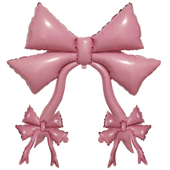 CYMYLAR Light Pink Bow Balloon - Large Foil Balloons for Girl Birthday Decorations, Baby Shower Girl, Princess Party Supplies