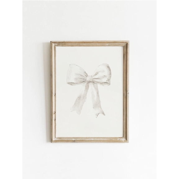 White Bow Poster Preppy Dorm Poster Aesthetic Ivory Art, Stretched Canvas 8x10in