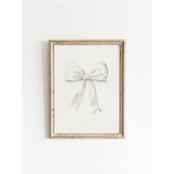 White Bow Preppy Art Dorm Poster Ivory Girly Western Art, Stretched Canvas 12x16in