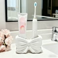 thumbnail image 1 of White Bow Shape Toothbrush Holder, Resin Bathroom Countertop Organizer with Slots, Decorative Storage Rack(White), 1 of 6