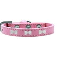 thumbnail image 1 of White Bow Widget Dog Collar, Light Pink - Size 14, 1 of 3