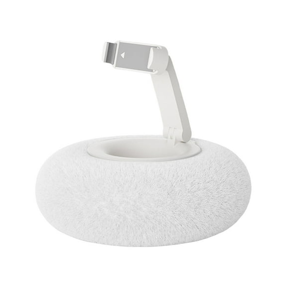 White Bowl Cell Phone Adjustable Swivel Stand Tablet Pillow Phone Short Stand In White For Devices With Removable Design