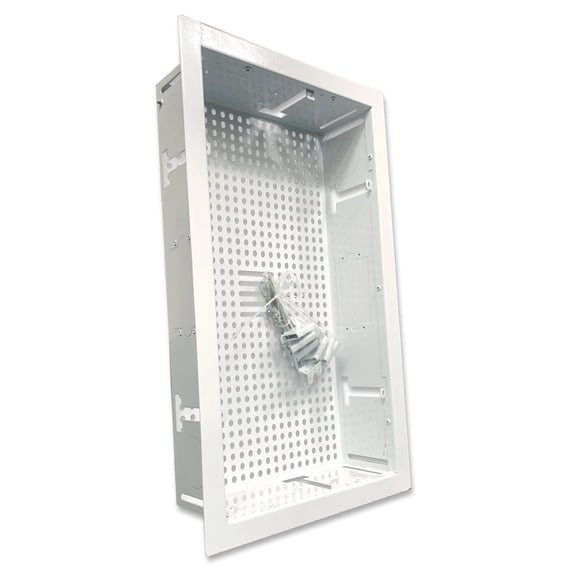 White Box In-Wall Retrofit Media Enclosure for Samsung The Frame TVs, One Connect Box & Streaming Devices Steel Flush Mount Cable Management