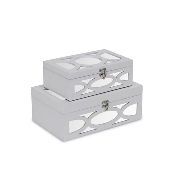 White Box with Overlayed Mirror Front & Top - Set of 2