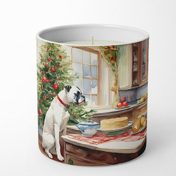 White Boxer Christmas Cookies Decorative Soy Candle 3.25 in x 3.75 in