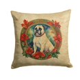 thumbnail image 1 of White Boxer Christmas Flowers Throw Pillow 18 in x 18 in, 1 of 5