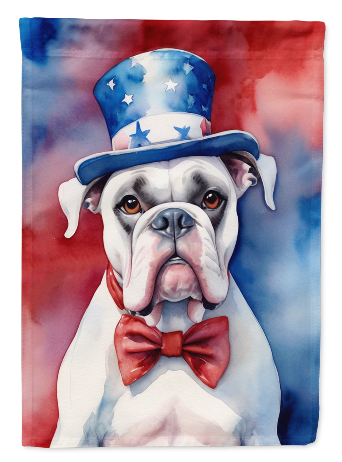 White Boxer Patriotic Garden Flag 11.25 in x 15.5 in
