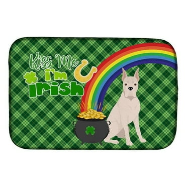 White Boxer St. Patricks Day Dish Drying Mat