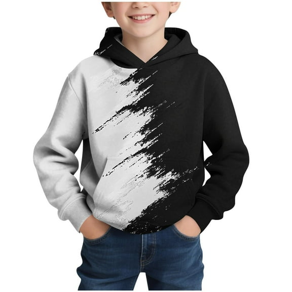 White Boy Girl Crewneck Outfits for Kids Girl Boy Fall Winter Long Sleeve Graphic Workout Gym Casual Running Thermal Fuzzy with Hood Hood Outfit Sweatshirt Kid 2025 5 Years