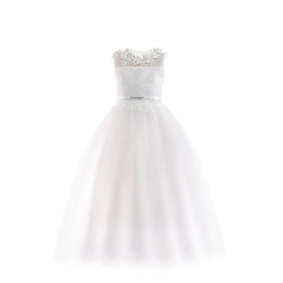 White Boy Girl Kids Girl Boy Medieval Goddess Mesh Dresses Homecoming Dresses for Child Sleeveless Crew Neck Lace Formal Prom Party Gowns Evening Birthday Dresses 2025 11 Year